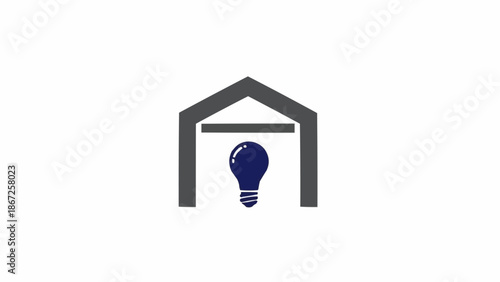 Light Bulb Under Roof Symbol.