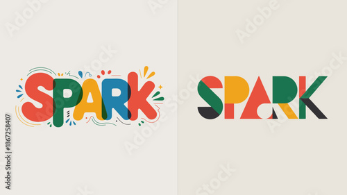 a visual exploration of the word spark displayed in two distinct color schemes and typographic styles showcasing design variations high quality professional detailed modern elegant stylish