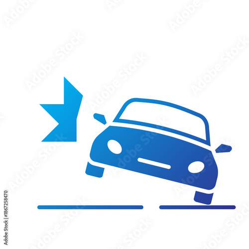 Gradient Icon - Car hitting wall or object indicating crash test or accident safety.