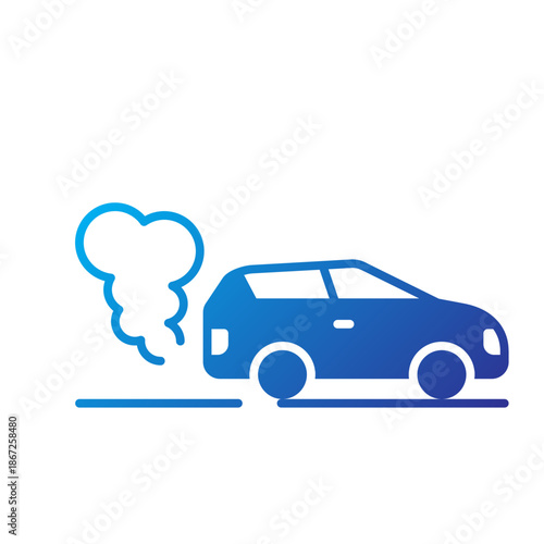 Gradient Icon - Car emitting smoke indicating engine overheating or damage.