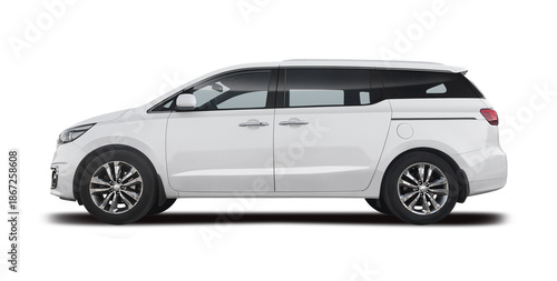 Photos Kia Grand Carnival MPV car, side view isolated on white background