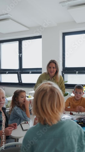 Robotics class for elementary school students.