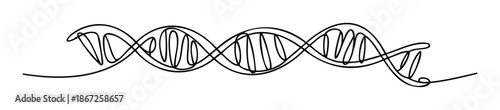 Abstract one line drawing of a DNA double helix structure, perfect for medical research, genetic engineering, biology education, or scientific technology graphics.