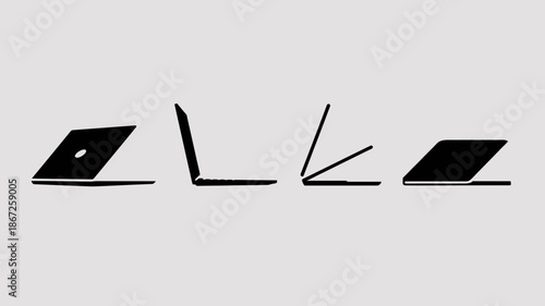 a minimalist composition features abstract geometric shapes in black against a light gray background creating a stark and modern visual aesthetic high quality professional detailed elegant