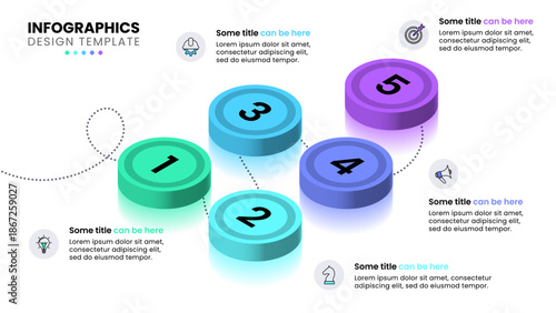 Infographic template. Isometric line with 5 steps