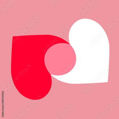 Red White crossed heart icon. Happy Valentines Day. Cute Love sign symbol. Simple shape. Greeting card, sticker, invitation template. Cute graphic object. Flat design. Isolated. Pink background Vector