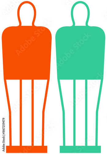Double Free Kick Dummy. Editable Color Vector