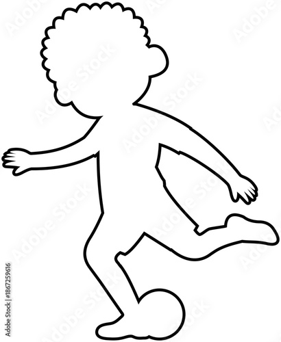 Soccer Player Kicking Pose. Outline Graphic. Editable Color Vector