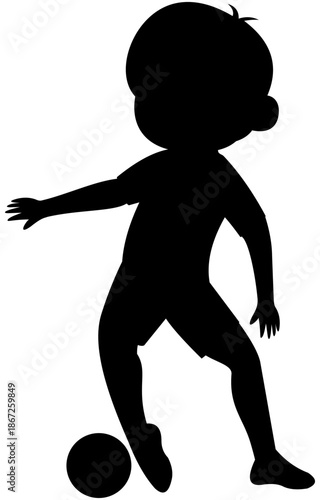 Soccer Boy Dribbling Outside of the Foot Silhouette Graphic. Editable Color Vector