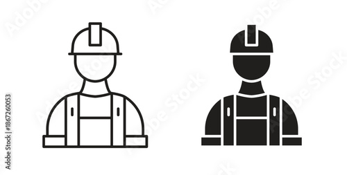 Construction worker icons Vector Symbol Design Illustration - for app or web. color editable