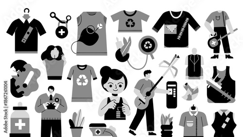 A grayscale illustration representing medical help and health care, evoking feelings of safety and support.