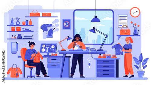 An illustration of medical attire and tools on a purple background, representing a professional and caring environment for healthcare and medicine.