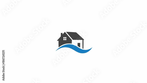 House Icon With Water Logo.