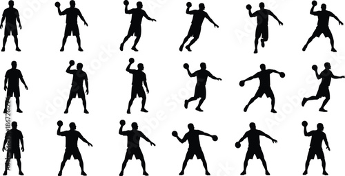 Handball, Player, Throw, Sport, Athlete, Action, Motion, Game, Training, Competition, Team, Ball, Silhouette, Vector, Illustration, Dynamic, Attack, Pass, Shot, Figure