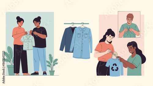 An illustration of a person's legs and a potted plant, conveying a sense of calmness and serenity in a modern setting.