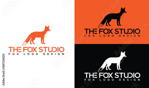 Modern Fox Studio Logo Design – Minimalist Animal Branding Vector