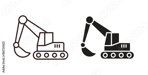 Excavator icons Vector Symbol Design Illustration - for app or web. color editable