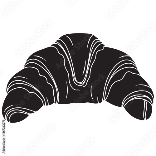 Elegant black and white croissant pastry illustration