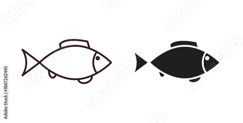 Fish icons Vector Symbol Design Illustration - for app or web. color editable