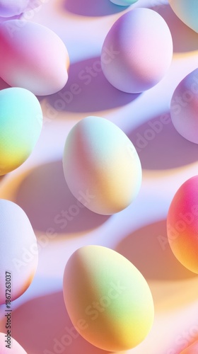 Pastel to Neon Gradient Eggs on Soft Surface