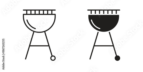 Grill icons Vector Symbol Design Illustration - for app or web. color editable