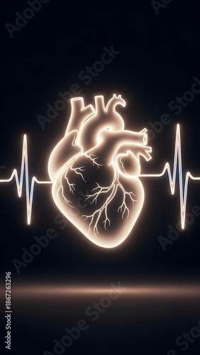 Illuminated heart with pulse line