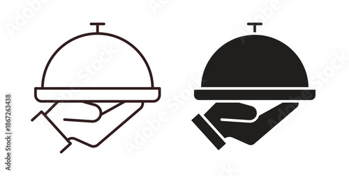 Hand holding tray icons Vector Symbol Design Illustration - for app or web. color editable