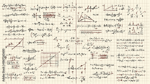 hand drawn mathematics notes in old texture papers 