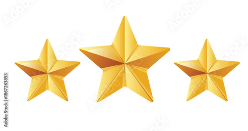 Three golden stars rating symbol illustration representing quality achievement excellence and premium award concept