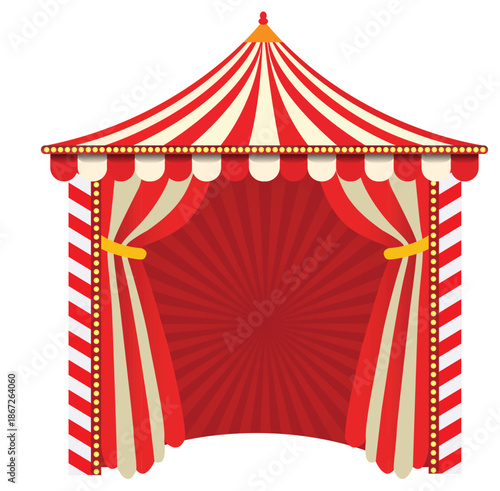 Vintage Circus Design Elements Set Featuring Big Top Tent Marquee Logo and Striped Starry Backgrounds