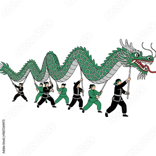 Green Dragon Dance Performance Team China.