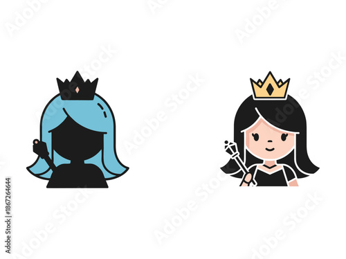 Cartoon princesses with crowns and scepters