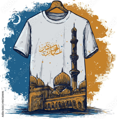 Isolated a kinds of deferent Eid specials t-shirt design vector art with white background.