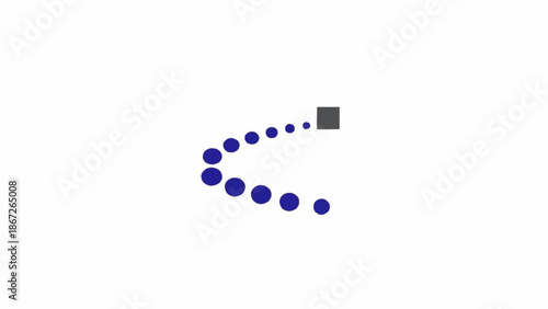 Blue dots forming a curve symbol.