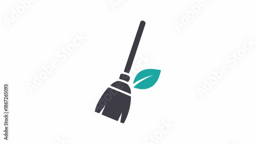 Broom with green leaf attached.