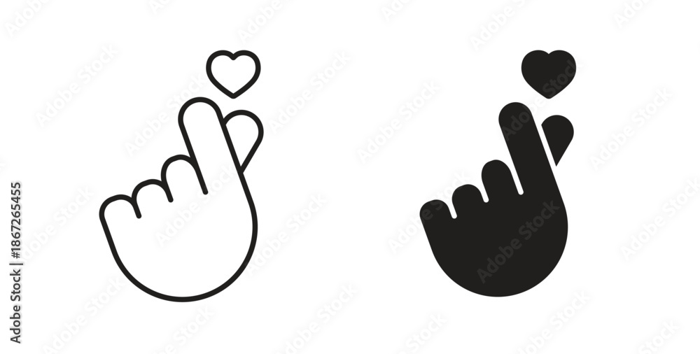 Obraz premium korean heart icons Vector Symbol Design Illustration - for app or web. color editable