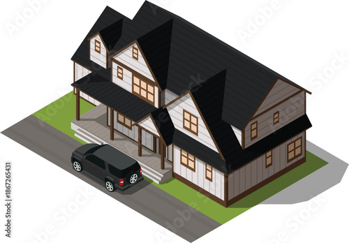 House with car parked in the driveway