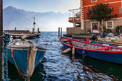 Foreshortening of Limone sul Garda Village