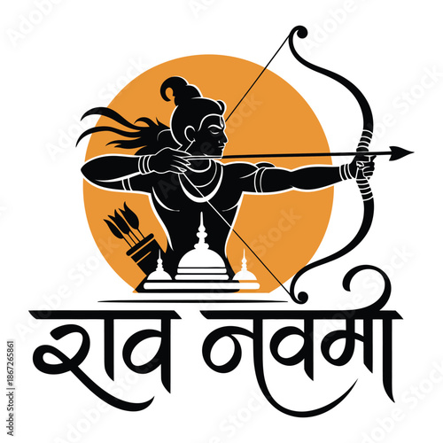 Ram Navami Modern Flat Vector Illustration.