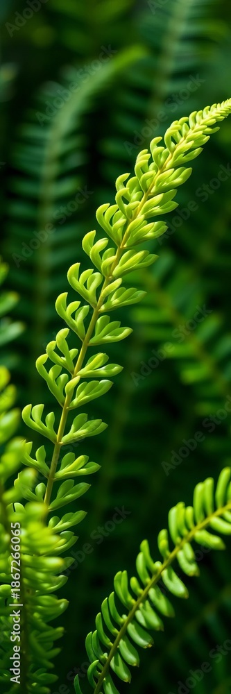 Fototapeta premium Delicate unfurling fronds evoke nature's renewal and lush greenery, forest, foliage
