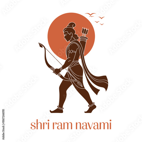 Ram Navami Modern Flat Vector Illustration.