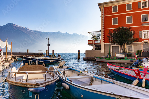 Foreshortening of Limone sul Garda Village