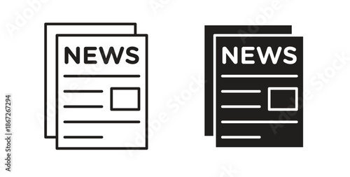 Newspaper icons Vector Symbol Design Illustration - for app or web. color editable