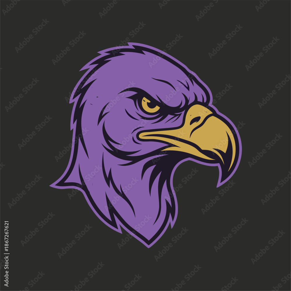 Obraz premium Purple Eagle Head Mascot Logo.
