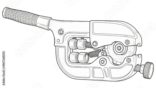 Detailed illustration of a pipe cutter tool