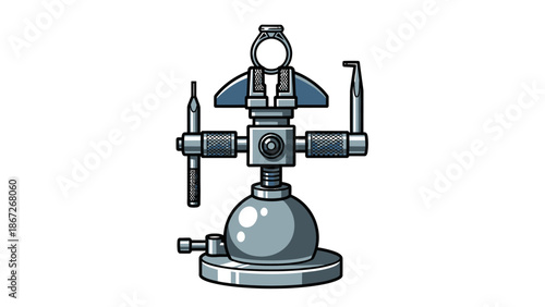 Specialized Jewelry Crafting Tool Holding a Ring for Engraving or Setting