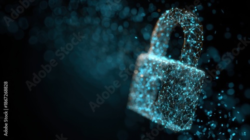 Digital Padlock with Glowing Network Connections Symbolizing Cybersecurity and Data Protection