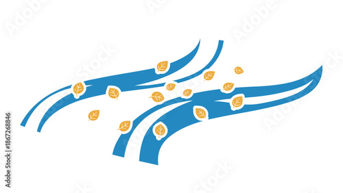 Abstract autumn leaves in motion with curved waves