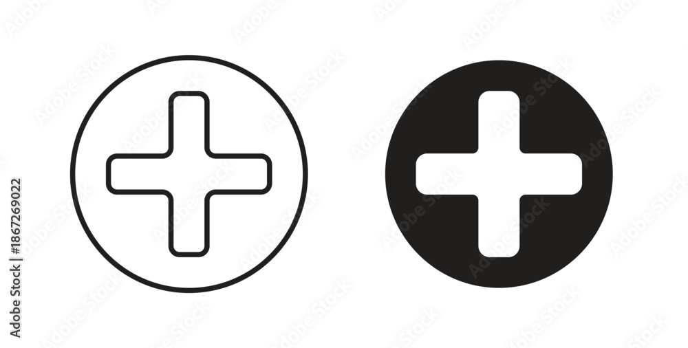 Obraz premium Plus icons Vector Symbol Design Illustration - for app or web. color editable