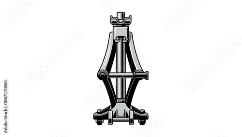 Blue industrial clamp with screw and nut for electrical connection.